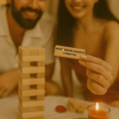 Jenga de 51 bloques y un vaso, Torre de Shots – Parejas +18
