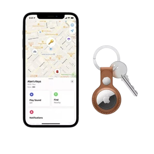 Rastreador localizador Airtag de Apple con estuche de cuero