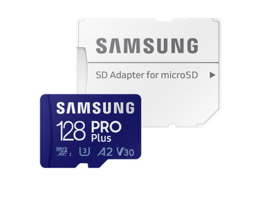 Tarjeta de memoria microSD PRO Plus + adaptador, 128 GB, Full HD y 4K