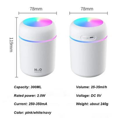 Difusor de aroma con panel superior iluminado en colores RGB capacidad 300ml