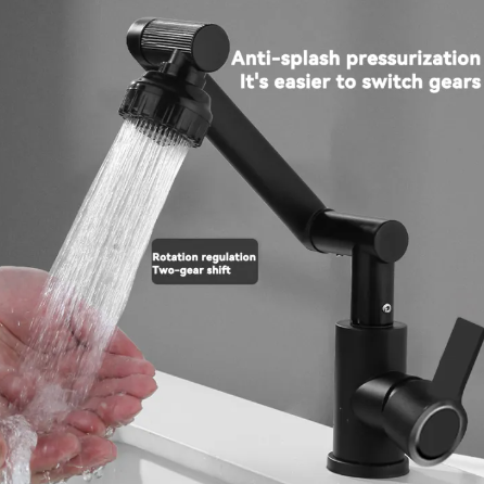 Grifo giratorio 360° con acabado negro mate diseño innovador y elegante