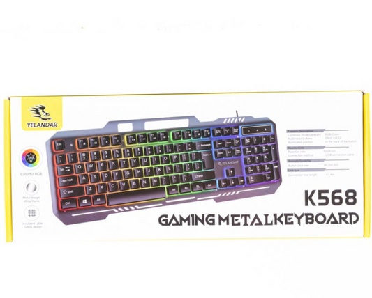 Teclado alámbrico gamer con iluminación RGB yelandar K568