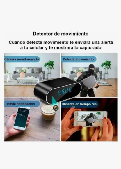 Reloj Espía Cámara HD WiFi Recargable con Visión Nocturna y Detección de Movimiento