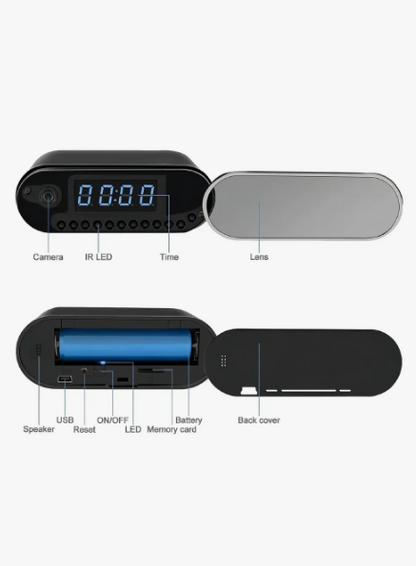 Reloj Espía Cámara HD WiFi Recargable con Visión Nocturna y Detección de Movimiento