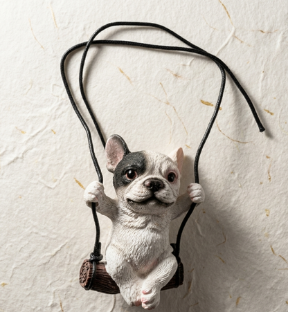 Adorno de Carro Bulldog con Gafas y Cadena Dorada