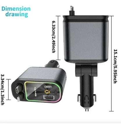 Cargador de Vehículo 5 en 1 con Cables Retráctiles + Proyector