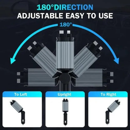 Cargador de Vehículo 5 en 1 con Cables Retráctiles + Proyector