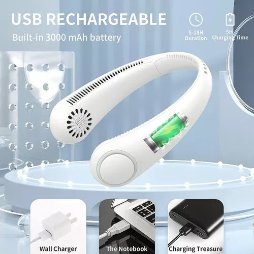 Ventilador Cuello Portátil Silencioso Usb Recargable