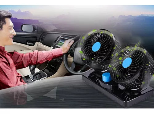 Ventilador Doble Para Auto Con Conexión 12v Rotacion 360º