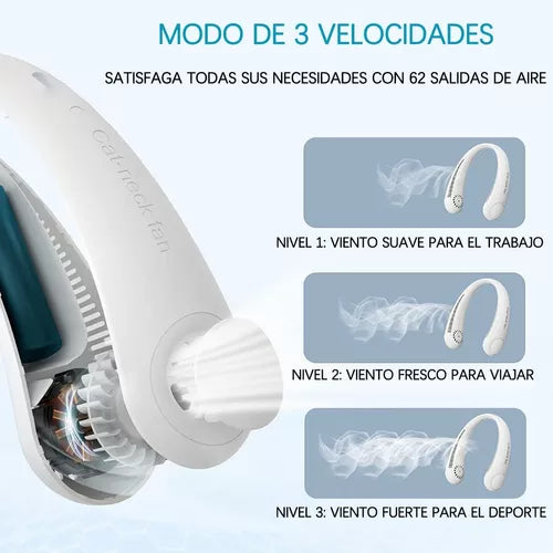 Ventilador Cuello Portátil Silencioso Usb Recargable