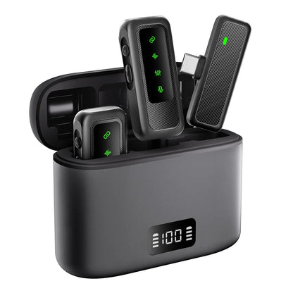 Micrófono Inalámbrico con 2 Lavalier Tipo C  de Largo Alcance