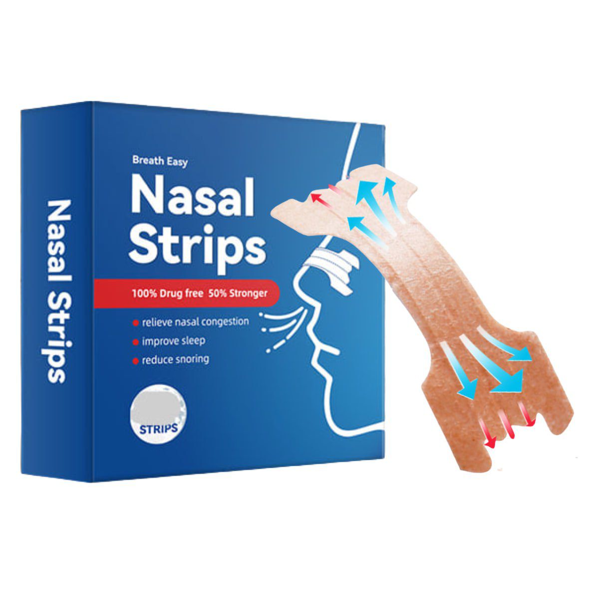 Tiras Nasales Antirronquidos Respiración Libre y Sueño Profundo 30 pcs
