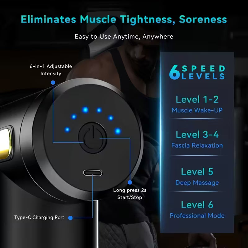 Masajeador Gun Vibrador Recargable Sistema de Relajación Muscular para Todo el Cuerpo