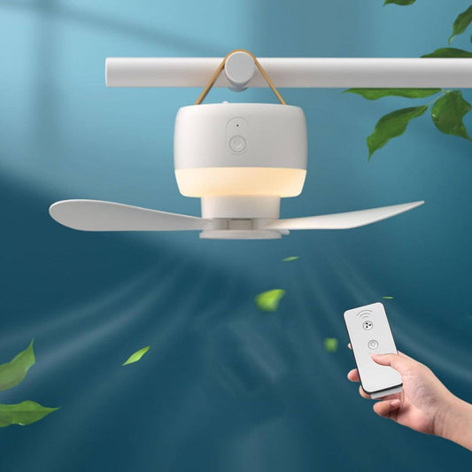 Ventilador Portátil Recargable Con Lámpara + Trípode y Control Remoto
