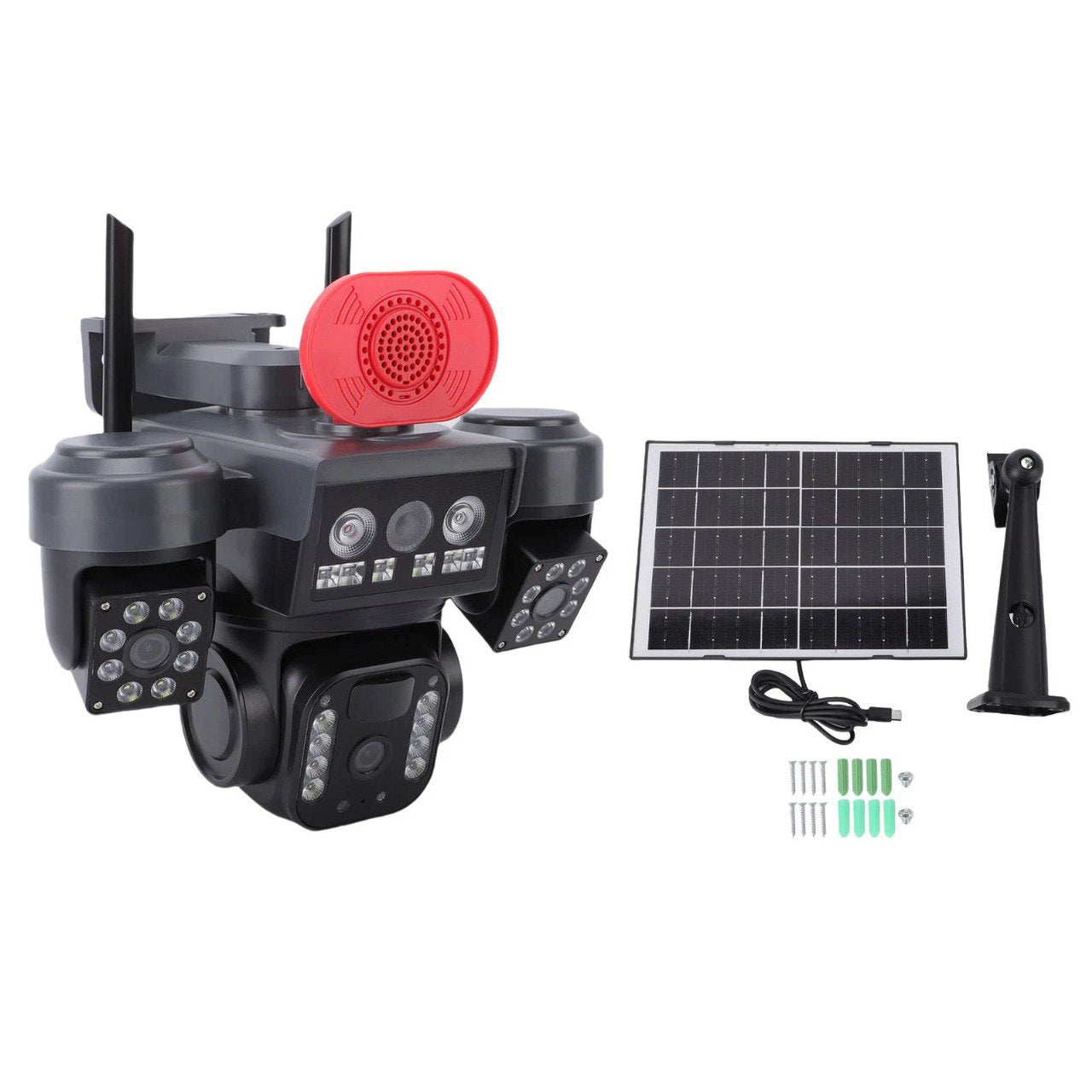 Cámara QL23 Triple Lente Solar, Sirena y Alarma