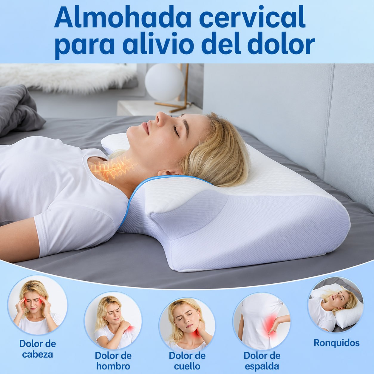 Almohada Ortopédica de Mariposa en Espuma de Memoria (Memory Foam)