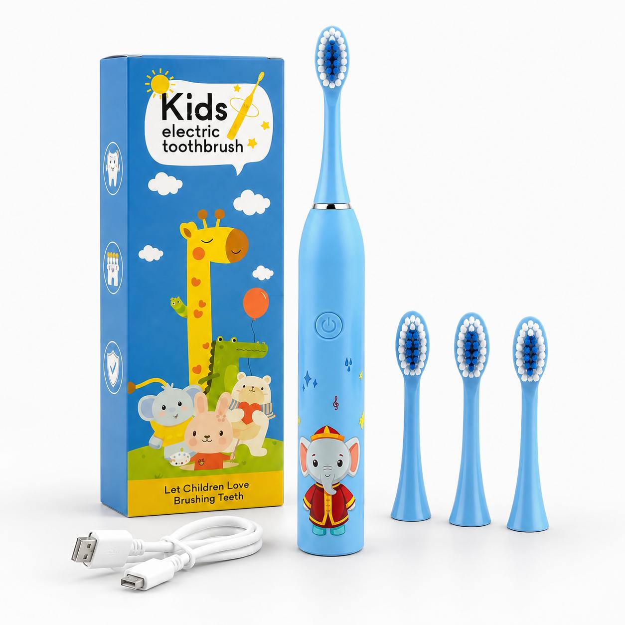 Cepillo de Dientes Eléctrico para Niños Recargable, Tecnología 5D e Impermeable IPX7
