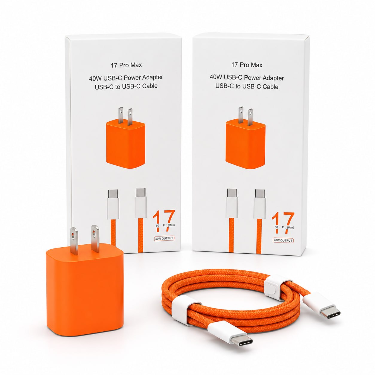 Cargador Carga Rápida Cubo Tipo C y Cable de Nylon USB-C a USB-C (1m)