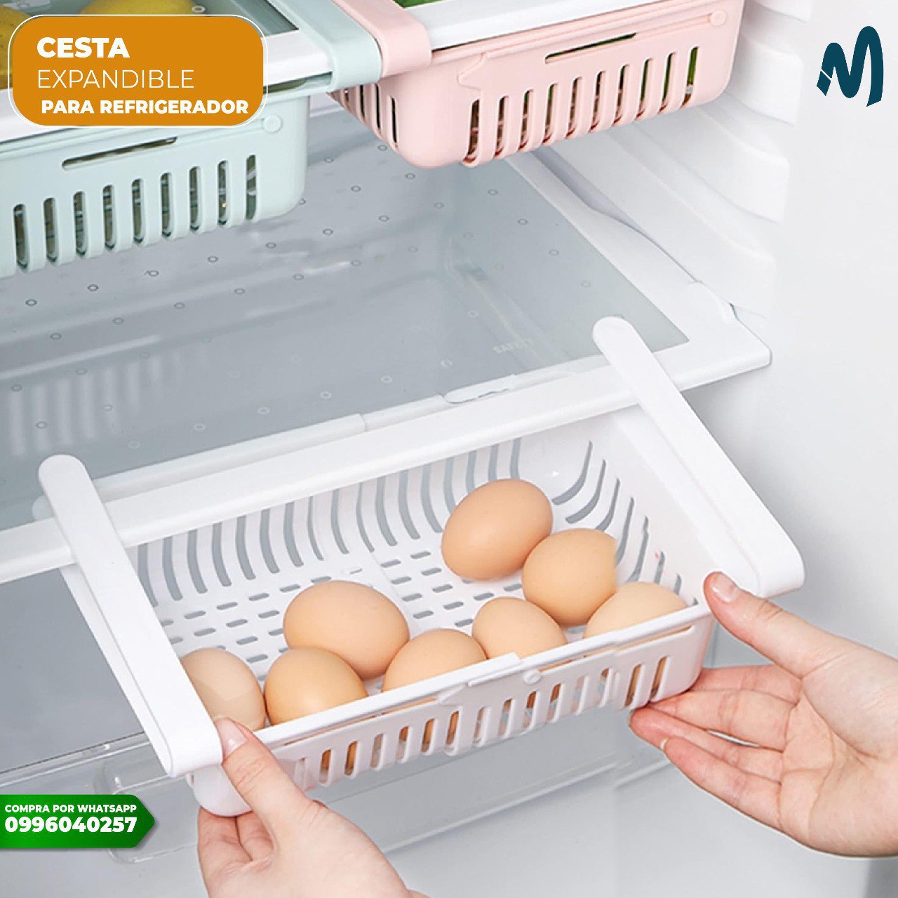 Cesta expandible organizadora para refrigeradora