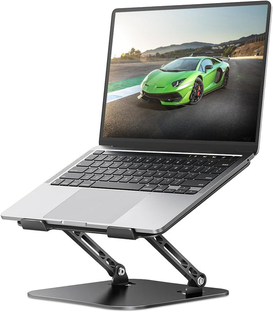 Soporte metálico ajustable para laptop con base antideslizante