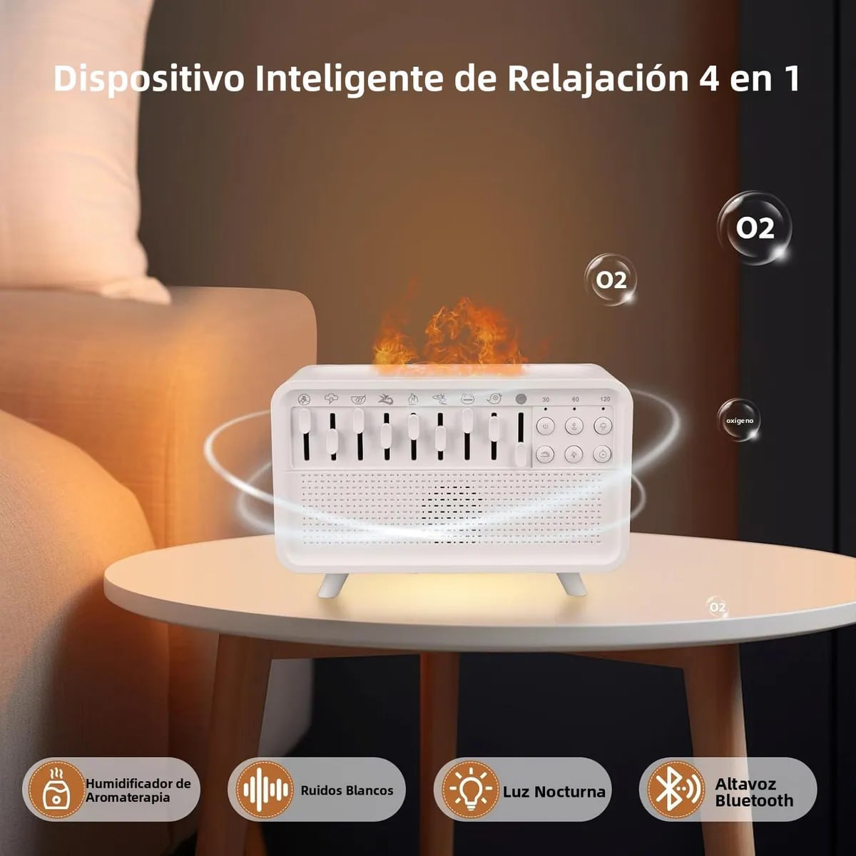 Difusor Humidificador Ambiental con 8 Sonidos Relajantes + Parlante Bluetooth