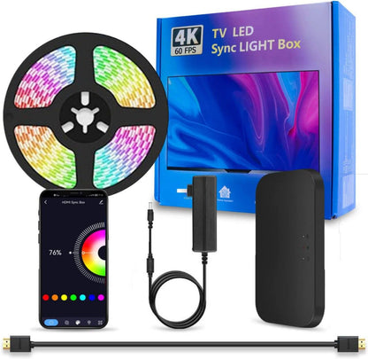 Cinta LED RGB Inmersión para TV HDMI hasta 85" con App, Bluetooth, Alexa y Google