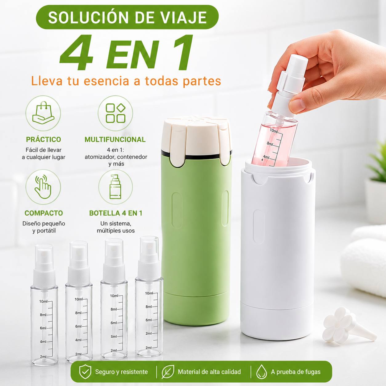 Dispensador de Viaje 4 en 1 Botella Organizadora 30ml