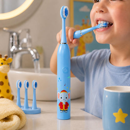 Cepillo de Dientes Eléctrico para Niños Recargable, Tecnología 5D e Impermeable IPX7