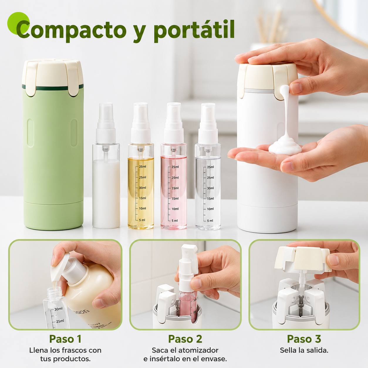 Dispensador de Viaje 4 en 1 Botella Organizadora 30ml