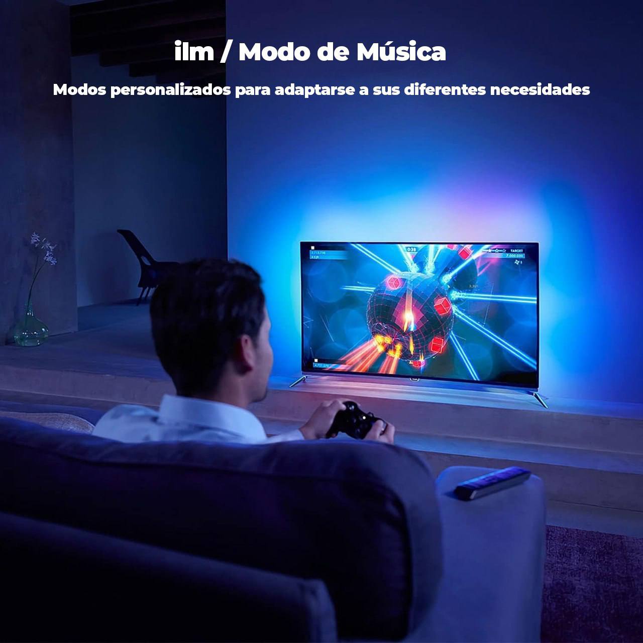 Cinta LED RGB Inmersión para TV HDMI hasta 85" con App, Bluetooth, Alexa y Google