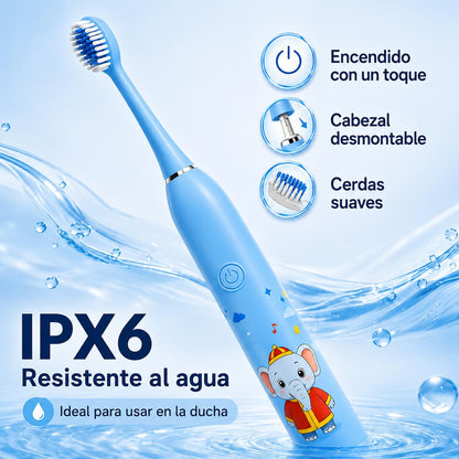 Cepillo de Dientes Eléctrico para Niños Recargable, Tecnología 5D e Impermeable IPX7