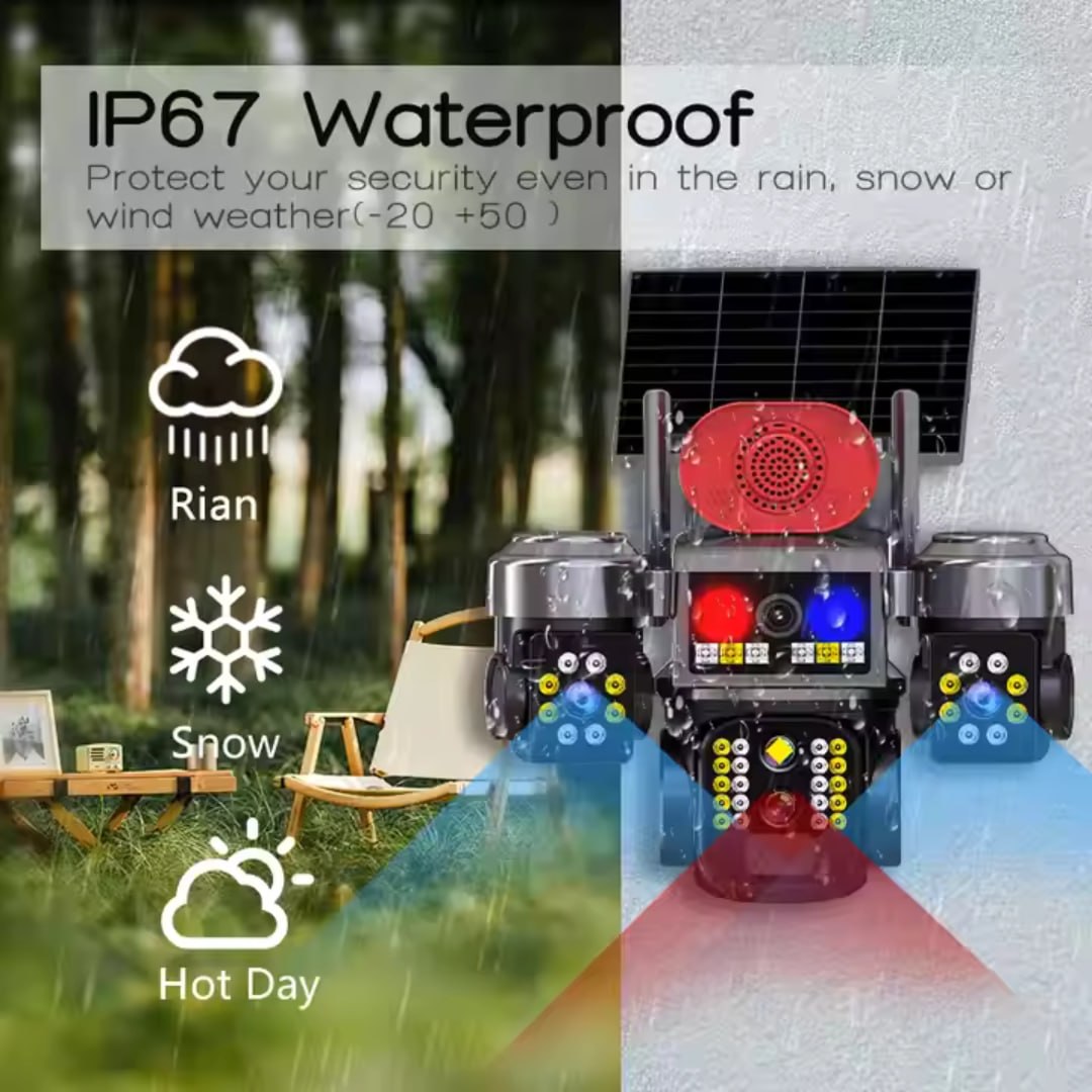 Cámara QL23 Triple Lente Solar, Sirena y Alarma