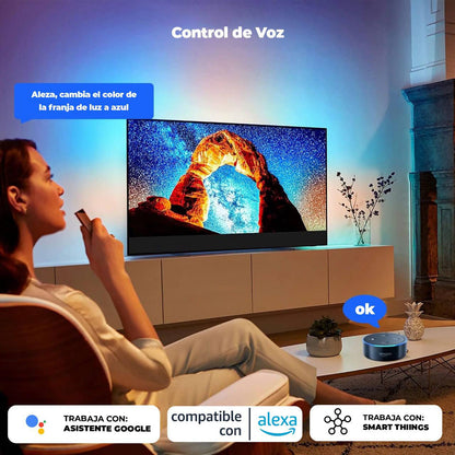 Cinta LED RGB Inmersión para TV HDMI hasta 85" con App, Bluetooth, Alexa y Google