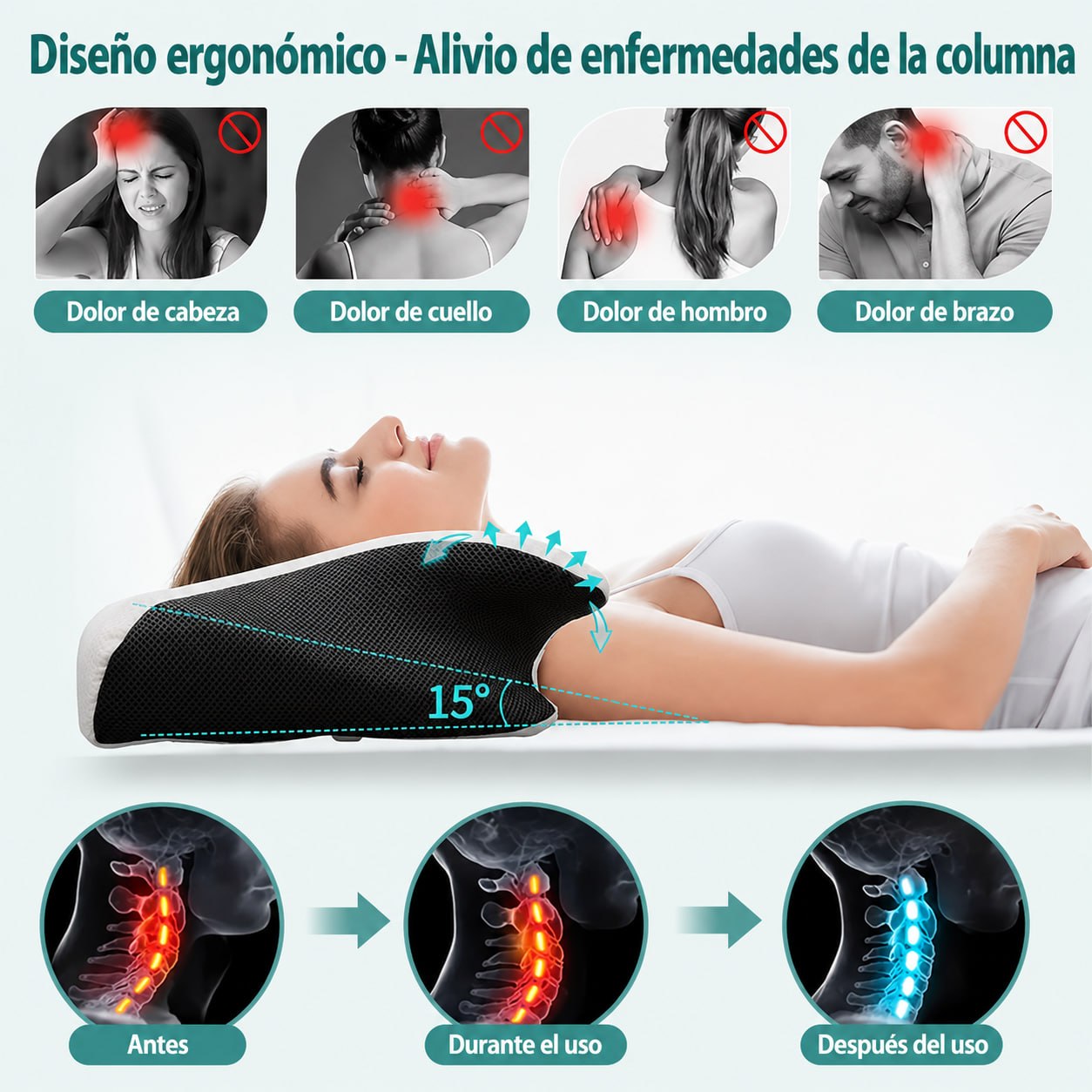Almohada Ortopédica de Mariposa en Espuma de Memoria (Memory Foam)