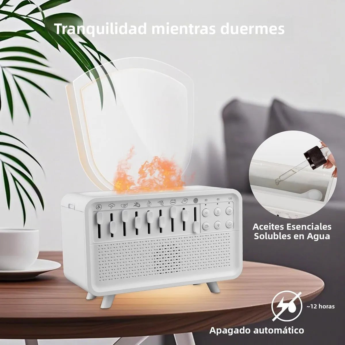 Difusor Humidificador Ambiental con 8 Sonidos Relajantes + Parlante Bluetooth