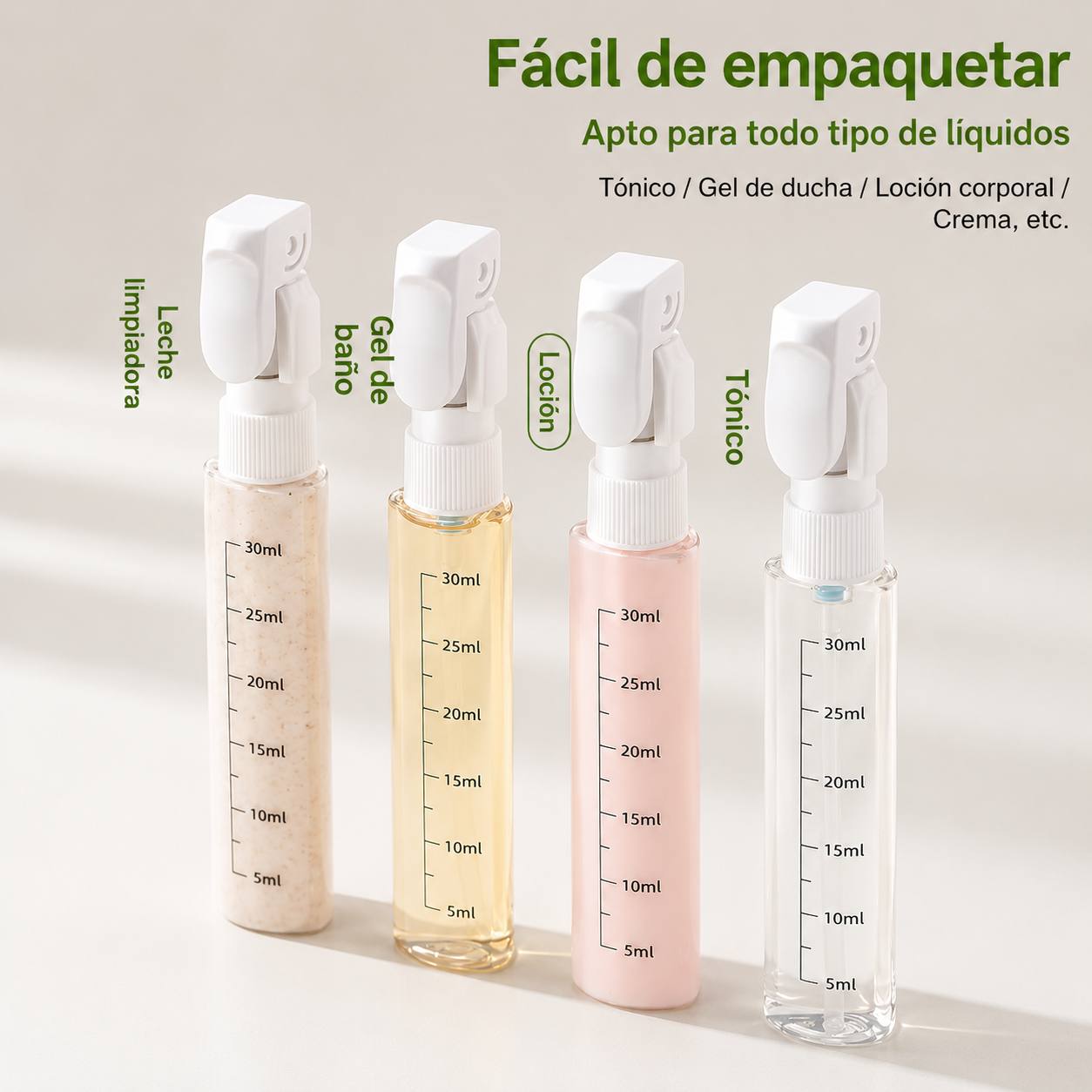 Dispensador de Viaje 4 en 1 Botella Organizadora 30ml