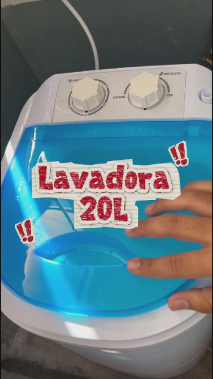 Lavadora Portátil 20L con Centrifugado y Temporizador
