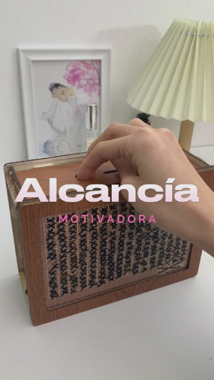 Alcancía Motivadora de Madera para Ahorrar Estilo Gatito + Marcador