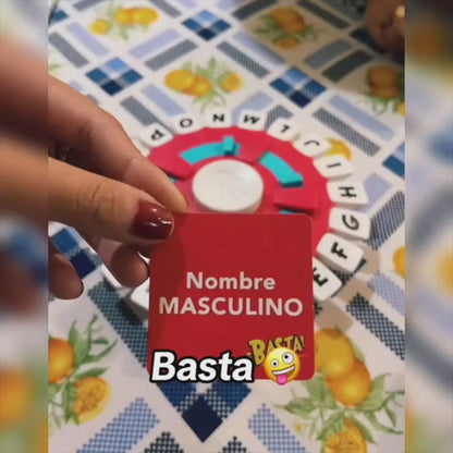 Ruleta juego de mesa con letras abecedario, cartas y temporizador