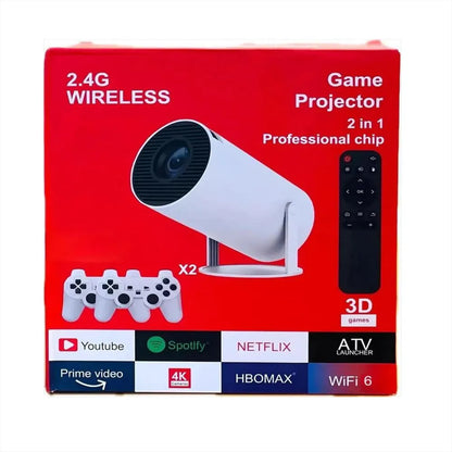Proyector Wifi Ultra HD 2 En 1 Con Juegos Y Controles