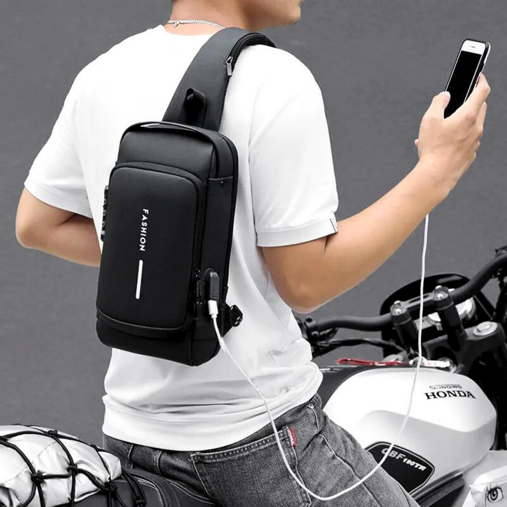 Mochila cruzada antirrobo con clave bolso de uso diario para moto