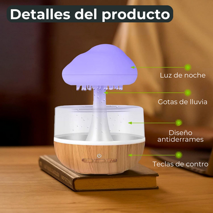 Lámpara 2 en 1 nube de lluvia humidificador 450ml difusor aroma terapia hongo