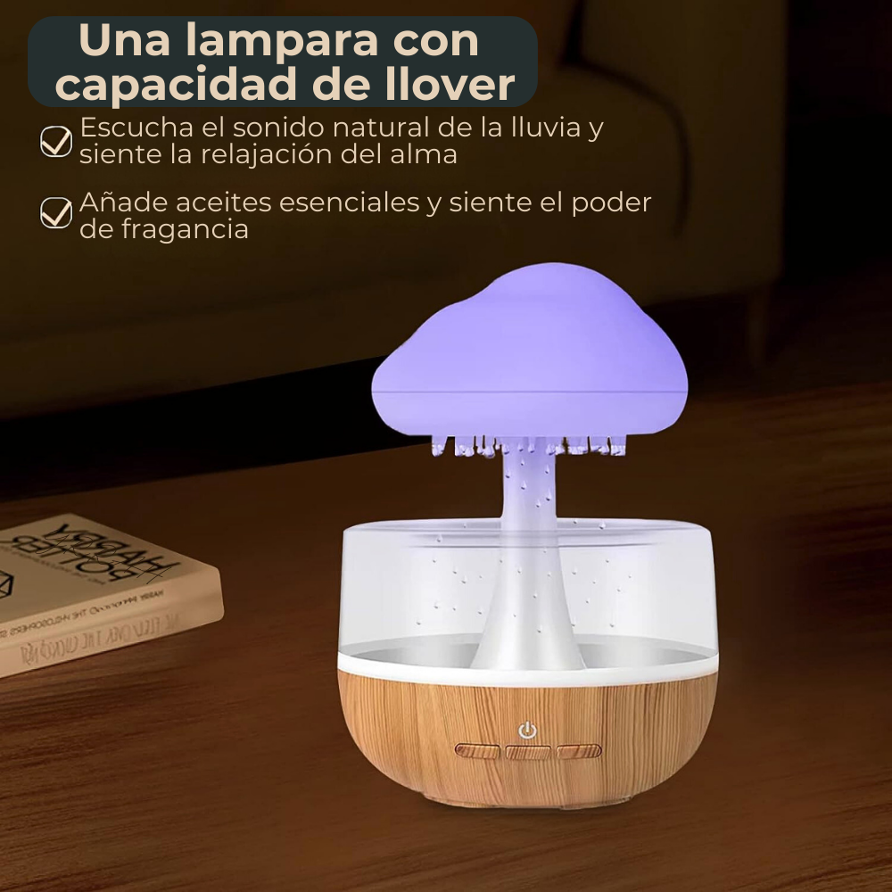 Lámpara 2 en 1 nube de lluvia humidificador 450ml difusor aroma terapia hongo