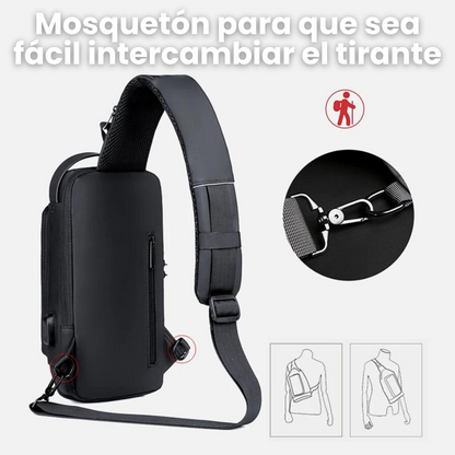 Mochila cruzada antirrobo con clave bolso de uso diario para moto