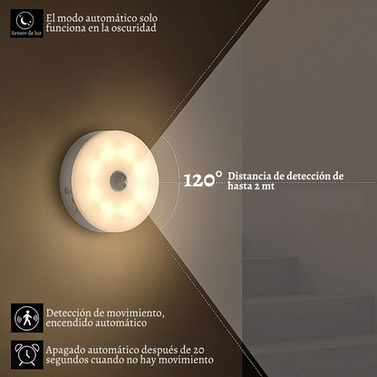 Foco lámpara recargable con sensor de movimiento luz nocturna