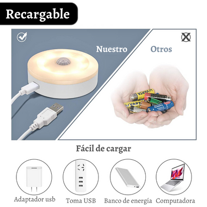 Foco lámpara recargable con sensor de movimiento luz nocturna