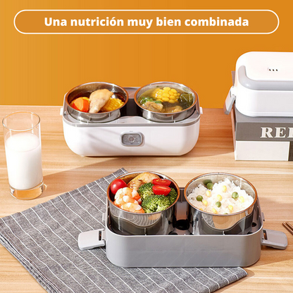 Lonchera eléctrica doble 4 recipientes portátil 2L 200w fiambrera