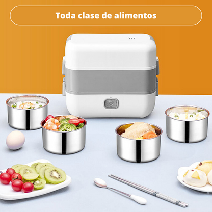 Lonchera eléctrica doble 4 recipientes portátil 2L 200w fiambrera