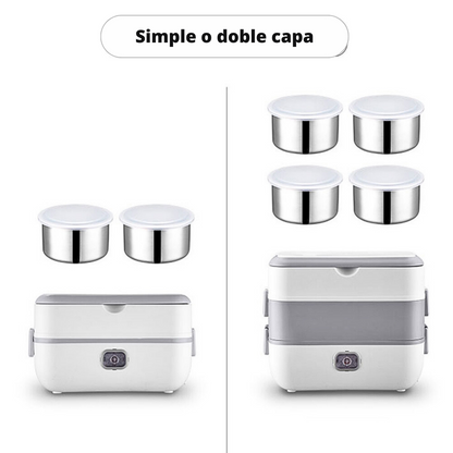 Lonchera eléctrica doble 4 recipientes portátil 2L 200w fiambrera