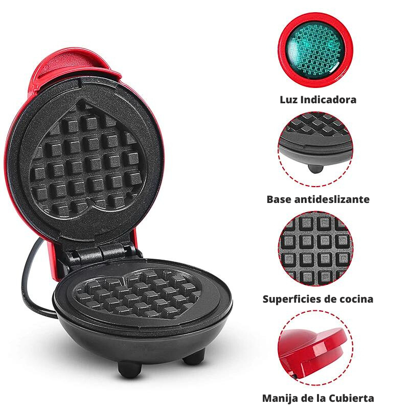 Mini máquina de wafles en forma de corazón 4 pulgadas pancakes tostadora